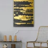 Tableau abstrait noir et or – style contemporain