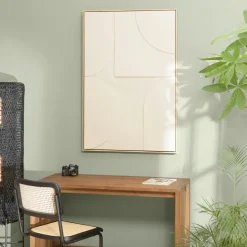 Tableau beige formes géométriques en relief 83 x 123 cm