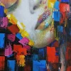 Tableau de femme yeux fermés 60x100