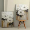 Tableau de fleurs blanches en relief – déco murale moderne (set de 2)