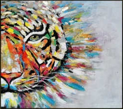 Tableau de tigre coloré cadre doré