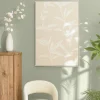 Tableau lin beige fleurs de platre 83 x 123 cm