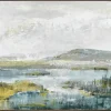 Tableau PAYSAGE Turquoise Caisse américaine en chêne 100x75cm