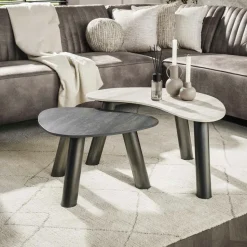 Tables basses céramique 2 finitions, forme galet (x2) GALWAY
