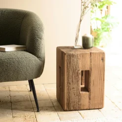 Tabouret / bout de canapé pin recyclé DENVER