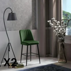 Tabouret de bar confort en velours noir (lot de 2) ROSARIO