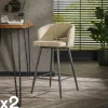 Tabouret de bar en tissu bouclette sable avec dossier ouvert (lot de 2) GALWAY