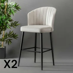 Tabouret de bar en velours rouge 65 cm (lot de 2) ROSARIO