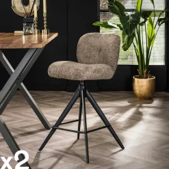 Tabouret de bar pivotant en bouclette sable (lot de 2) GALWAY