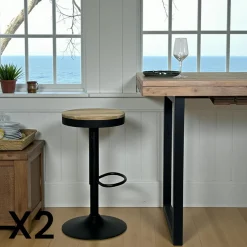 Tabouret de bar réglable métal jaune (lot de 2) LEEDS