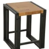 Tabouret hévéa recyclé naturel et métal noirci 36X36X45cm DOCKER