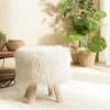 Tabouret rond effet fourrure et pieds bois TIM
