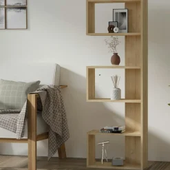Étagère colonne design - effet bois clair MARFA