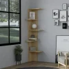 Étagère d'angle design effet bois clair MARFA