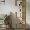Étagère d'angle moderne effet bois clair - 3 niches MARFA
