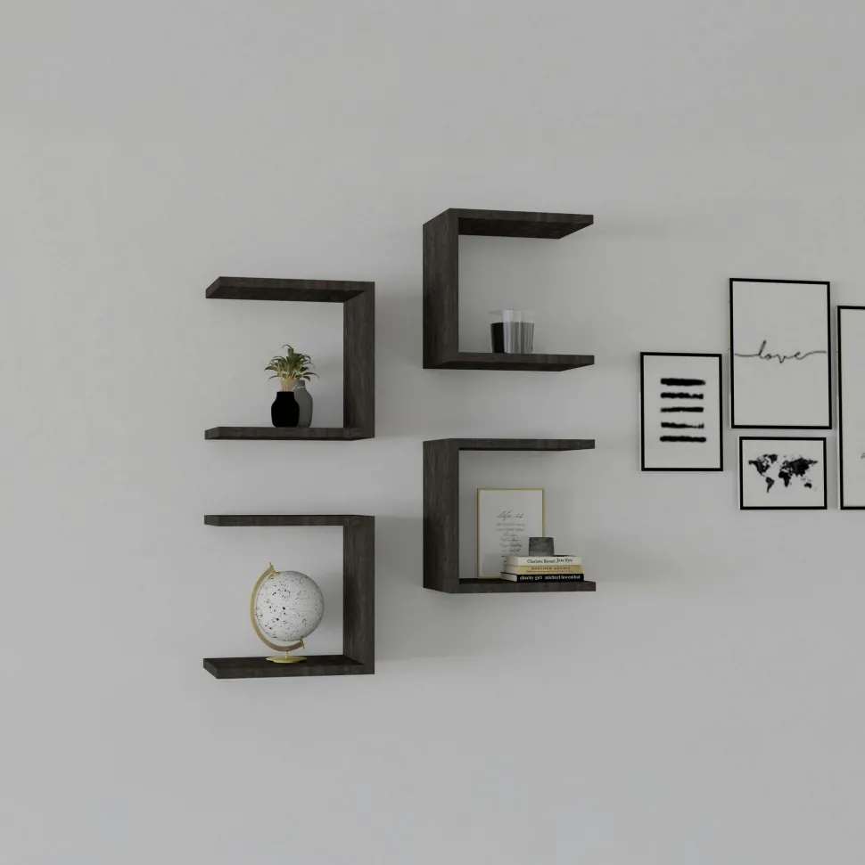 Étagère murale blanche design, 5 plateaux décalés MARFA