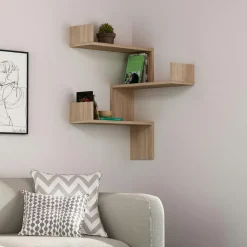 Étagère murale d’angle blanche– moderne, 3 tablettes MARFA