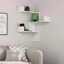 Étagère murale d’angle effet bois clair - 3 tablettes MARFA