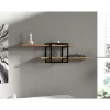 Étagère murale design effet pin - 1 cube, 2 plateaux JENA