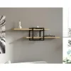 Étagère murale design effet bois clair - 1 cube, 2 plateaux JENA