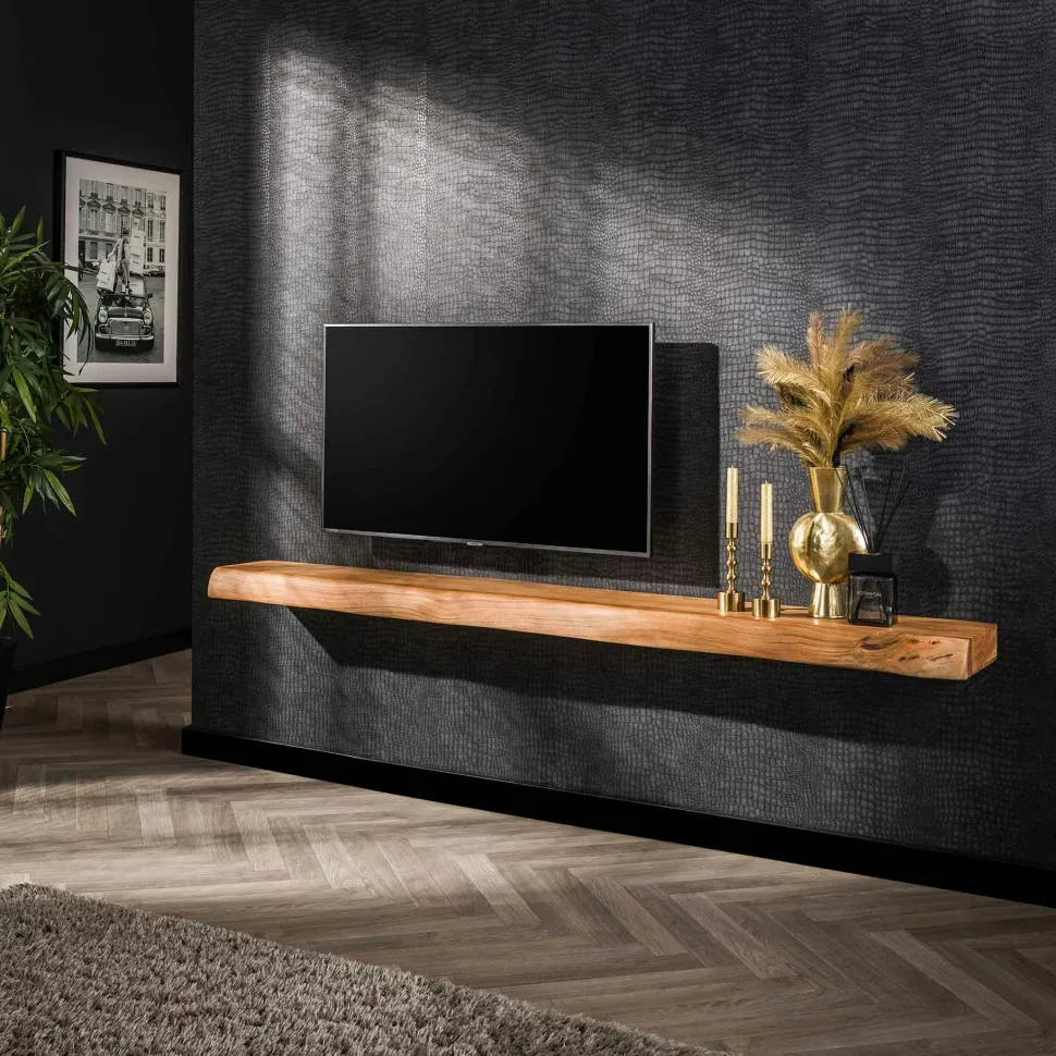 Étagère murale en bois d'acacia épais 150 cm MELBOURNE