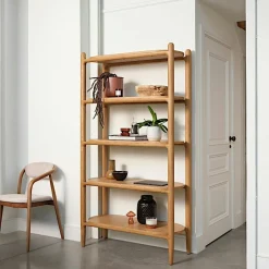 Étagère murale en verre fumé - supports bois foncé LHASA