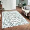 Tapis écru contrasté – motifs bleus, 160x230 cm ISTANBUL
