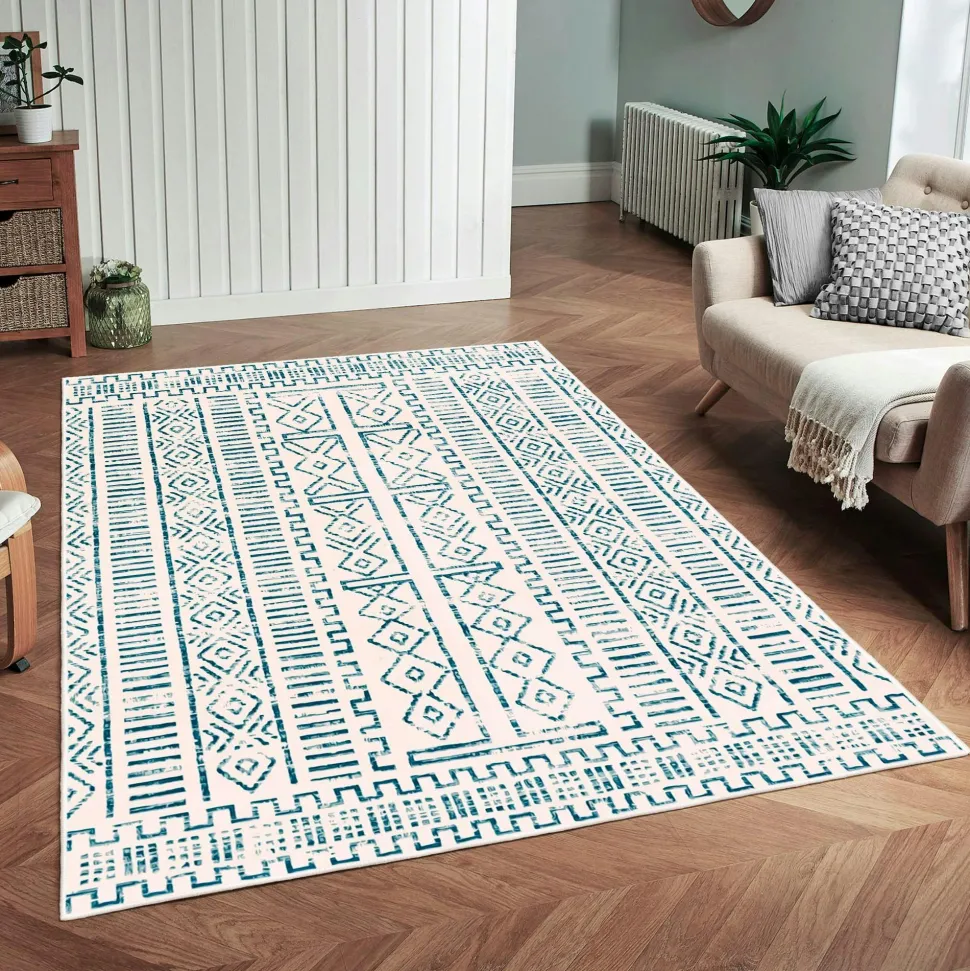 Tapis écru contrasté – motifs graphiques, 160x230 cm ISTANBUL