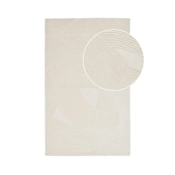 Tapis en laine blanc crème tufté main à motifs contemporains 200x300 cm FEZ