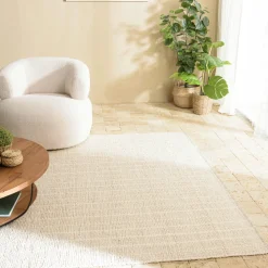 Tapis rectangulaire 160 x 230 cm coton recyclé ivoire
