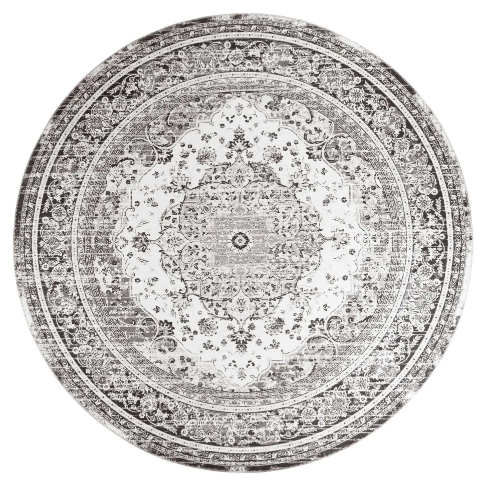 Tapis vintage noir et blanc à motifs traditionnels 160x230 cm FEZ