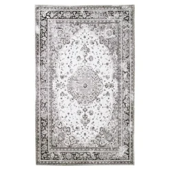 Tapis vintage noir et blanc à motifs traditionnels 160x230 cm FEZ