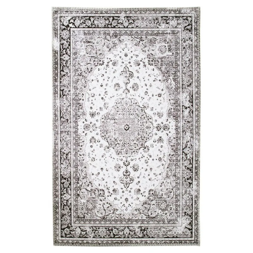 Tapis vintage noir et blanc à motifs traditionnels 160x230 cm FEZ