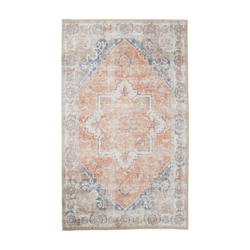 Tapis vintage orange et bleu à motifs traditionnels 160x230 cm FEZ