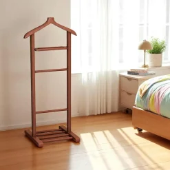 Valet de chambre bois clair avec plateau vide-poches SITIA