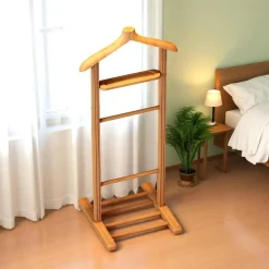 Valet de chambre double - bois marron, vide-poches SITIA