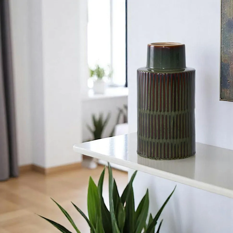 Vase vintage marron et vert
