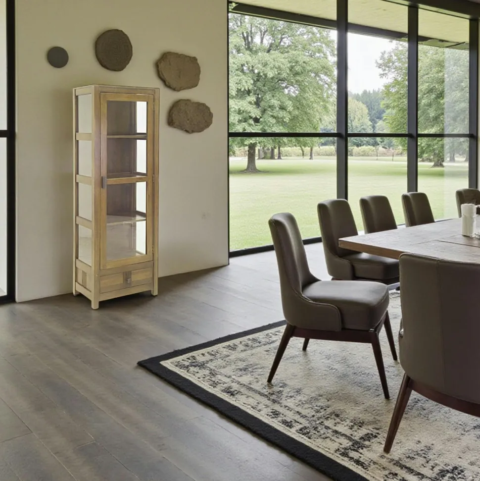 Vitrine bibliothèque hévéa massif 60x170cm GALA