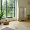 Vitrine Hévéa 2 portes vitrées, 2 tiroirs 120x38x170cm GALA
